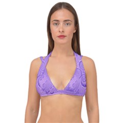 Purple Intricate Swirls Pattern Double Strap Halter Bikini Top by SpinnyChairDesigns