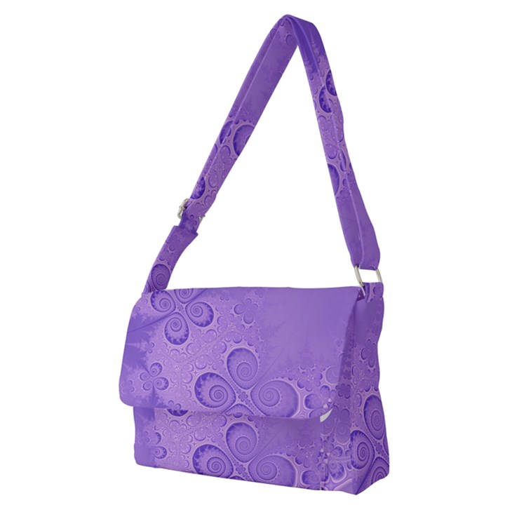 Purple Intricate Swirls Pattern Full Print Messenger Bag (M)