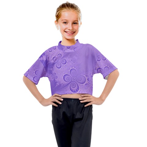 Purple Intricate Swirls Pattern Kids Mock Neck Tee by SpinnyChairDesigns