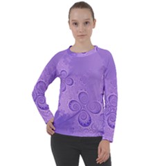 Purple Intricate Swirls Pattern Women s Long Sleeve Raglan Tee