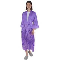 Purple Intricate Swirls Pattern Maxi Satin Kimono by SpinnyChairDesigns