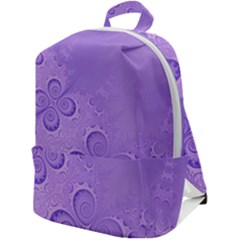 Purple Intricate Swirls Pattern Zip Up Backpack by SpinnyChairDesigns