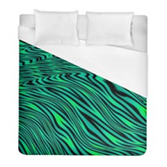 Black And Green Abstract Stripes Pattern Duvet Cover (full/ Double Size) by SpinnyChairDesigns