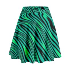 Black And Green Abstract Stripes Pattern High Waist Skirt by SpinnyChairDesigns