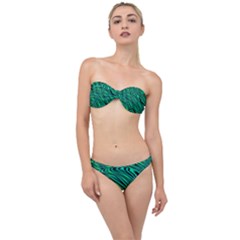 Black And Green Abstract Stripes Pattern Classic Bandeau Bikini Set by SpinnyChairDesigns