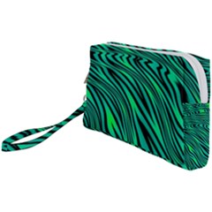 Black And Green Abstract Stripes Pattern Wristlet Pouch Bag (small) by SpinnyChairDesigns