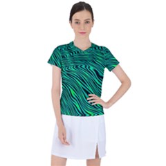 Black And Green Abstract Stripes Pattern Women s Sports Top