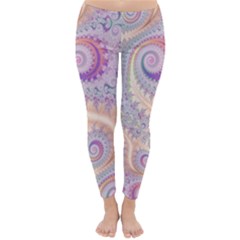 Pastel Pink Intricate Swirls Spirals  Classic Winter Leggings by SpinnyChairDesigns