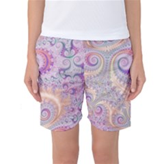 Pastel Pink Intricate Swirls Spirals  Women s Basketball Shorts by SpinnyChairDesigns