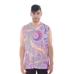 Pastel Pink Intricate Swirls Spirals  Men s Basketball Tank Top by SpinnyChairDesigns