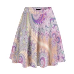 Pastel Pink Intricate Swirls Spirals  High Waist Skirt by SpinnyChairDesigns