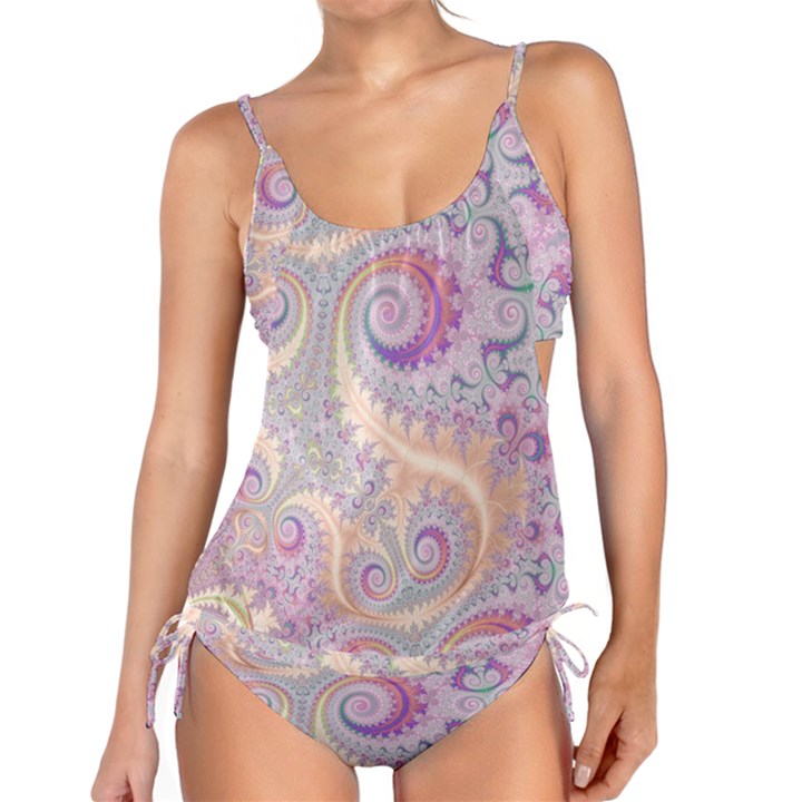 Pastel Pink Intricate Swirls Spirals  Tankini Set