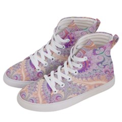 Pastel Pink Intricate Swirls Spirals  Men s Hi-top Skate Sneakers by SpinnyChairDesigns