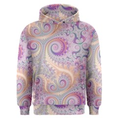 Pastel Pink Intricate Swirls Spirals  Men s Overhead Hoodie by SpinnyChairDesigns