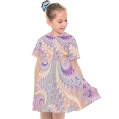 Pastel Pink Intricate Swirls Spirals  Kids  Sailor Dress by SpinnyChairDesigns