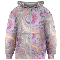 Pastel Pink Intricate Swirls Spirals  Kids  Zipper Hoodie Without Drawstring by SpinnyChairDesigns