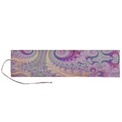 Pastel Pink Intricate Swirls Spirals  Roll Up Canvas Pencil Holder (l) by SpinnyChairDesigns