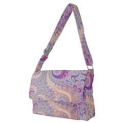 Pastel Pink Intricate Swirls Spirals  Full Print Messenger Bag (m) by SpinnyChairDesigns