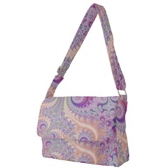 Pastel Pink Intricate Swirls Spirals  Full Print Messenger Bag (l) by SpinnyChairDesigns