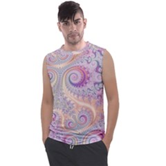 Pastel Pink Intricate Swirls Spirals  Men s Regular Tank Top by SpinnyChairDesigns