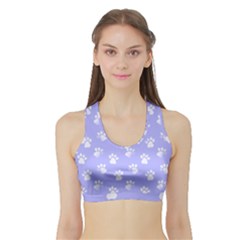 Animal Cat Dog Paw Prints Pattern Sports Bra With Border by SpinnyChairDesigns