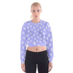 Animal Cat Dog Paw Prints Pattern Cropped Sweatshirt by SpinnyChairDesigns