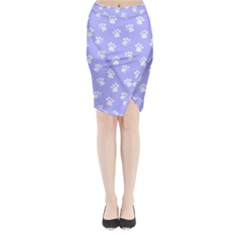 Animal Cat Dog Paw Prints Pattern Midi Wrap Pencil Skirt by SpinnyChairDesigns