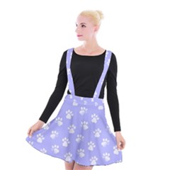 Animal Cat Dog Paw Prints Pattern Suspender Skater Skirt by SpinnyChairDesigns