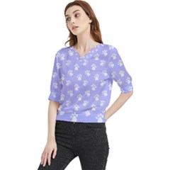 Animal Cat Dog Paw Prints Pattern Quarter Sleeve Blouse