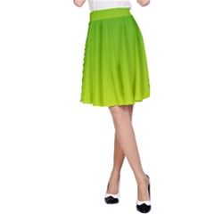 Avocado Ombre Green Yellow Gradient A-line Skirt by SpinnyChairDesigns