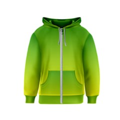 Avocado Ombre Green Yellow Gradient Kids  Zipper Hoodie by SpinnyChairDesigns