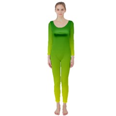 Avocado Ombre Green Yellow Gradient Long Sleeve Catsuit by SpinnyChairDesigns