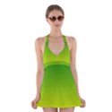 Avocado Ombre Green Yellow Gradient Halter Dress Swimsuit  View1