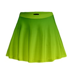 Avocado Ombre Green Yellow Gradient Mini Flare Skirt by SpinnyChairDesigns