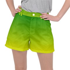 Avocado Ombre Green Yellow Gradient Ripstop Shorts by SpinnyChairDesigns