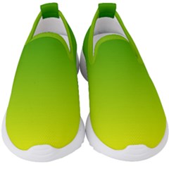 Avocado Ombre Green Yellow Gradient Kids  Slip On Sneakers by SpinnyChairDesigns