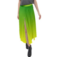 Avocado Ombre Green Yellow Gradient Velour Split Maxi Skirt by SpinnyChairDesigns