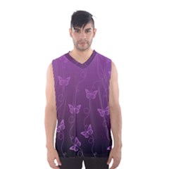 Purple Butterflies Pattern Men s Basketball Tank Top by SpinnyChairDesigns