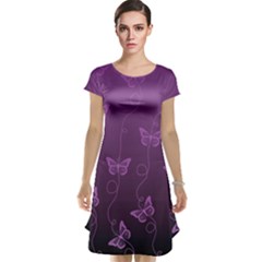 Purple Butterflies Pattern Cap Sleeve Nightdress by SpinnyChairDesigns