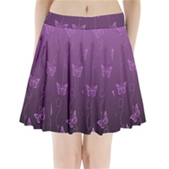 Purple Butterflies Pattern Pleated Mini Skirt by SpinnyChairDesigns