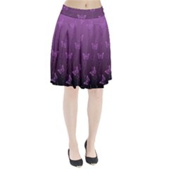 Purple Butterflies Pattern Pleated Skirt by SpinnyChairDesigns