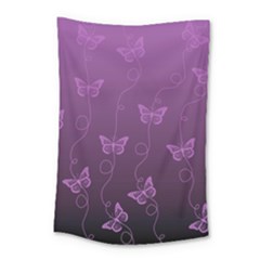 Purple Butterflies Pattern Small Tapestry by SpinnyChairDesigns