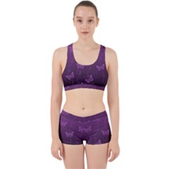 Purple Butterflies Pattern Work It Out Gym Set by SpinnyChairDesigns