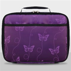 Purple Butterflies Pattern Full Print Lunch Bag by SpinnyChairDesigns