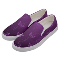 Purple Butterflies Pattern Men s Canvas Slip Ons by SpinnyChairDesigns