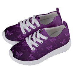 Purple Butterflies Pattern Kids  Lightweight Sports Shoes by SpinnyChairDesigns