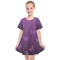 Purple Butterflies Pattern Kids  Smock Dress by SpinnyChairDesigns