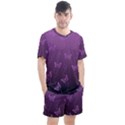 Purple Butterflies Pattern Men s Mesh Tee and Shorts Set View1