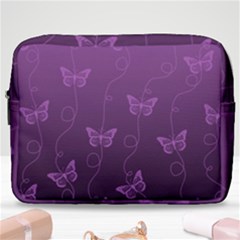 Purple Butterflies Pattern Make Up Pouch (large) by SpinnyChairDesigns