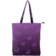 Purple Butterflies Pattern Double Zip Up Tote Bag by SpinnyChairDesigns